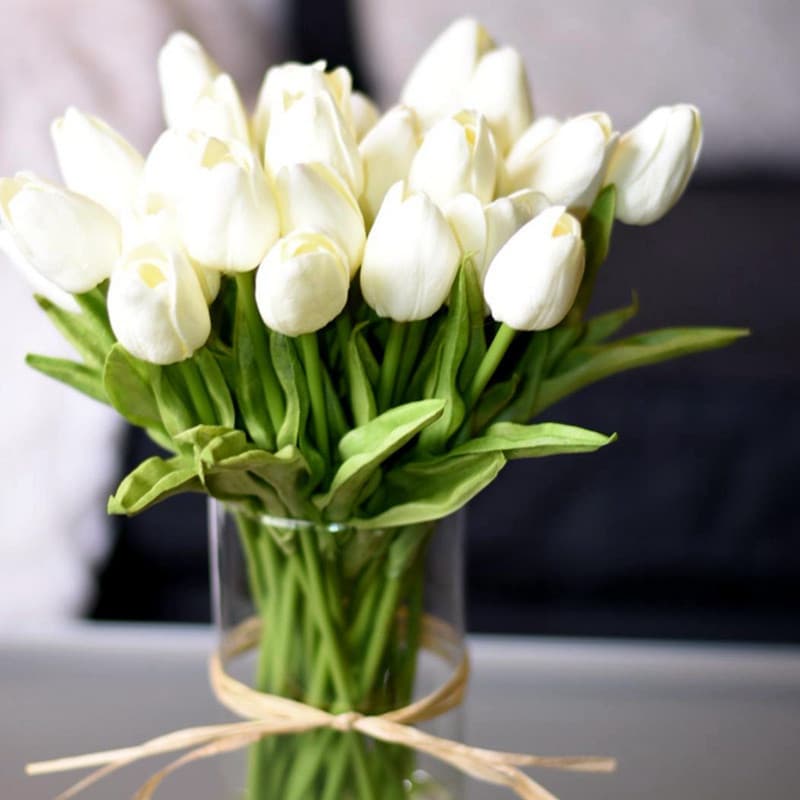 VGWF 10 Peças de Tulipas Artificiais com Toque Real, Buquê de Flores Falsas para Decoração de Casamento, Casa e Jardim
