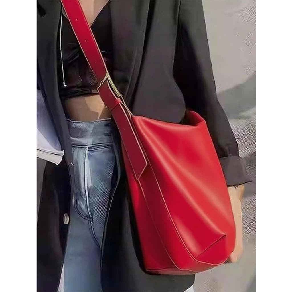 Bolsa vermelha de grande capacidade feminina 2026 novo estilo Casual moda Commuter bolsa de ombro High-End mensageiro sa