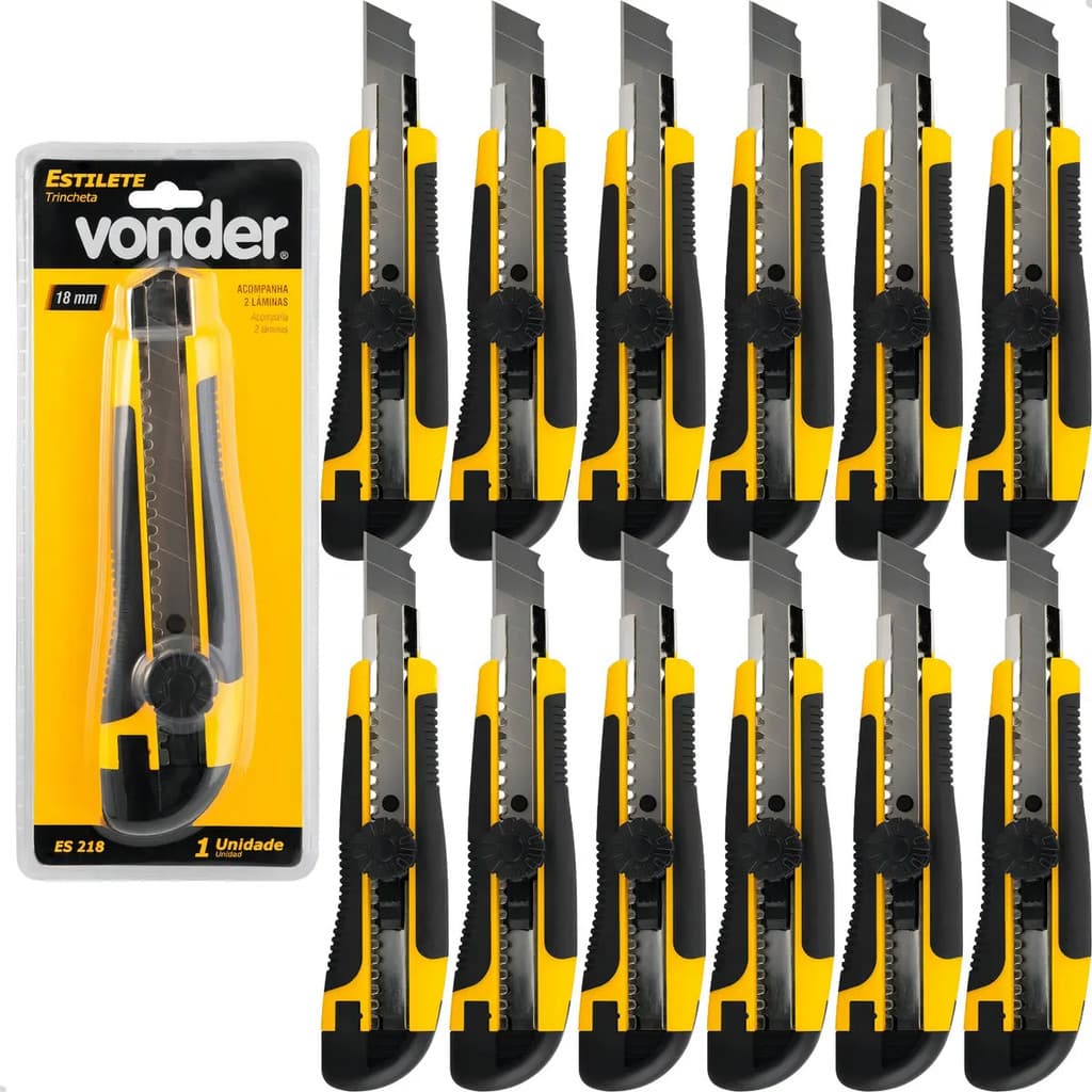 Kit 12 Estiletes Profissional Emborrachado 18mm - Vonder