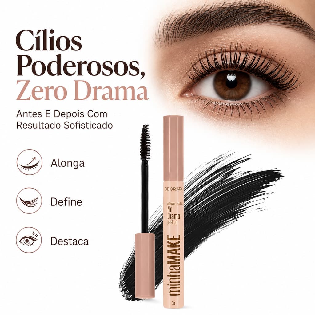 Máscara De Cílios Odorata No Drama Peel Off  Cílios Longos E Definidos