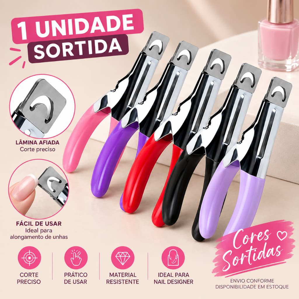 Cortador de Tips para Unhas 1 Unidade Cor Sortida para Alongamento Nail Design