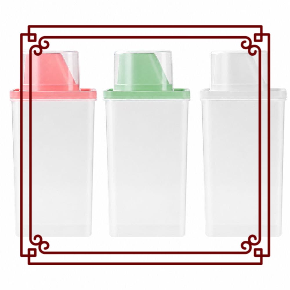 Recipiente De Detergente Para A Roupa , Transparente Com Copo Medidor , Caixa De Armazenamento De Pó Lavagem