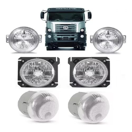 Par Farol + Par Pisca Dianteiro + Par Seta Vw Constellation Ambos Lados