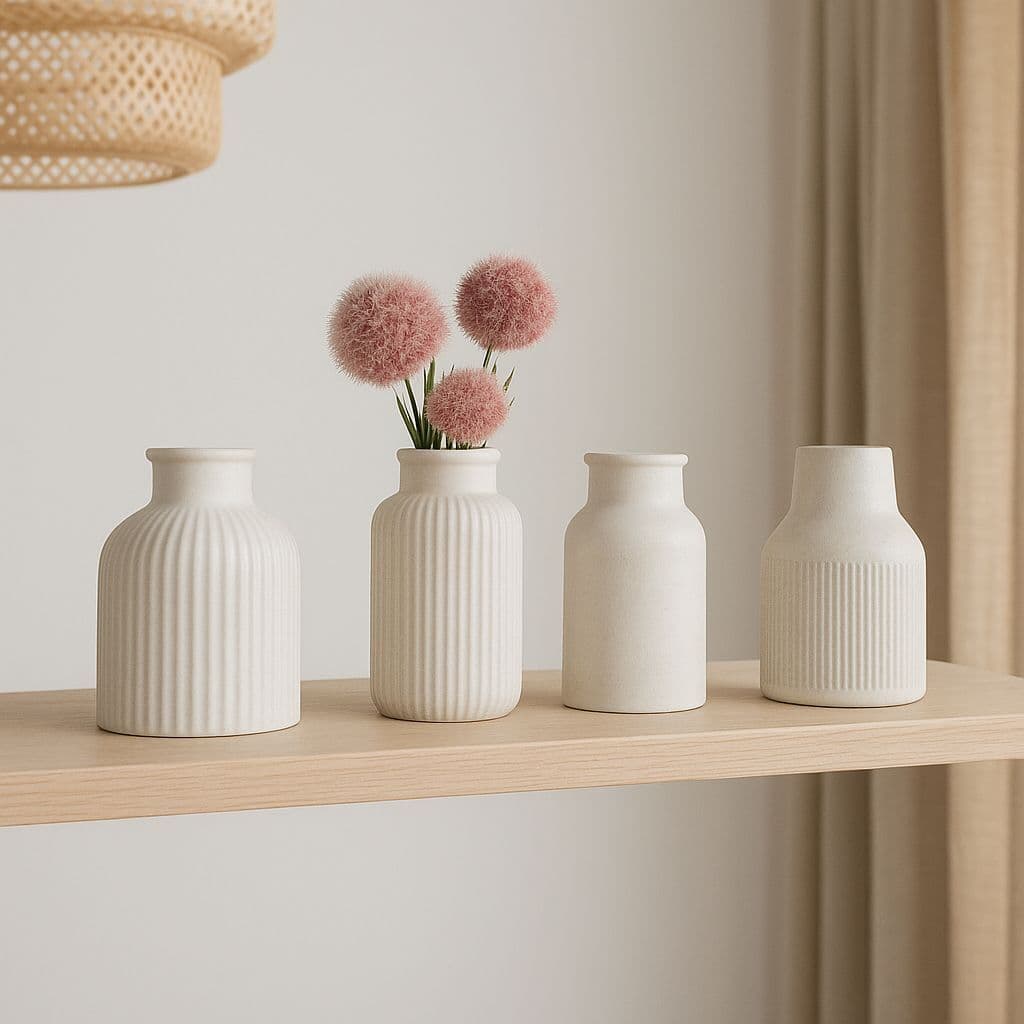 Kit 4 Vasos Decorativos de Gesso Cachepô para Decoração Moderna Sala Mesa Escritório