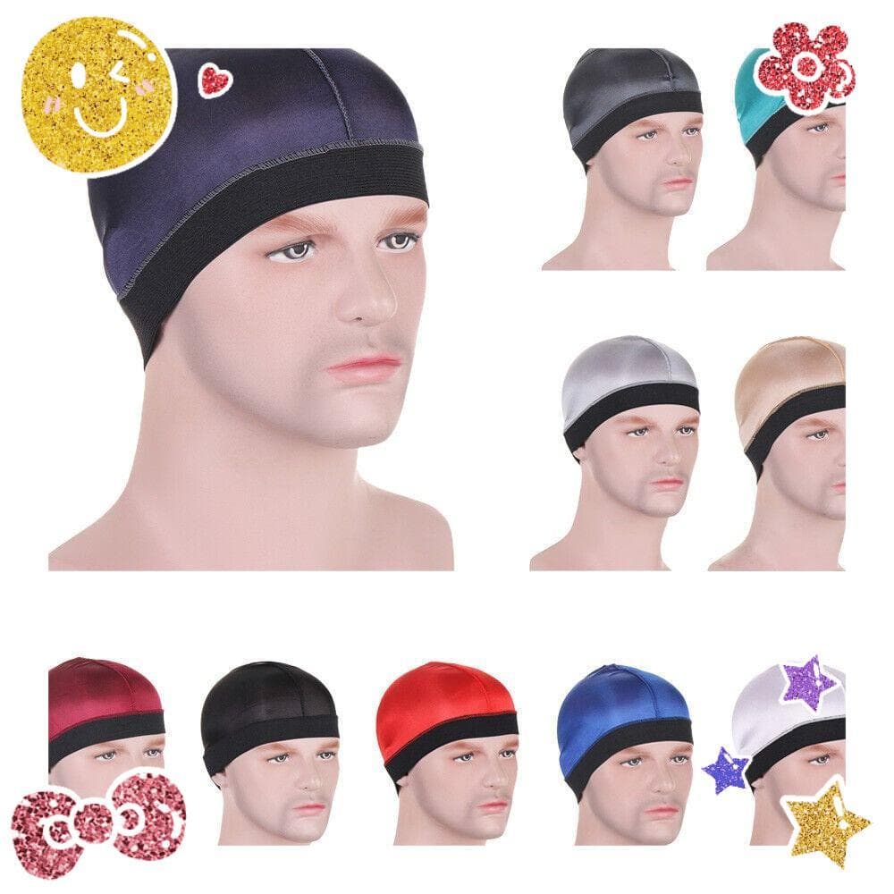 Wave Caps , Chapéus Durag Homens De Cor Sólida , Bonés De Poliéster Elástico Multicolor Para