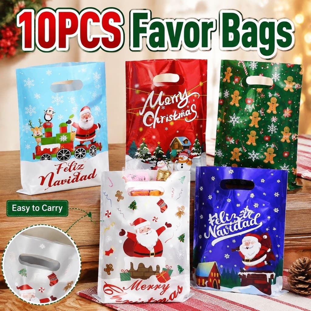 10 Unidades De Sacos De Natal Com Brilho Pérola Para Uso Doméstico Em Festas De Presente
