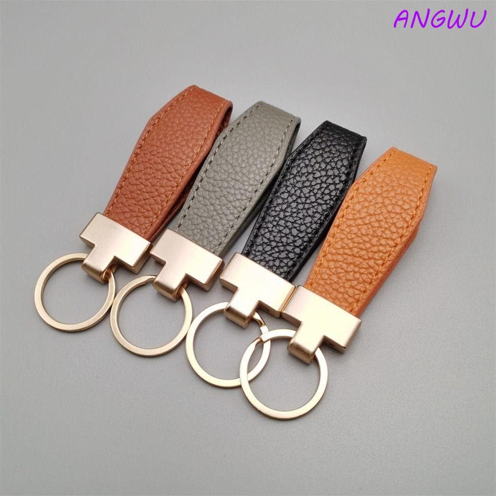 Chaveiro De Couro ANGWU , Luxo Requintado Com Cinto , Pingente De Metal Porta-Chaves De Carro