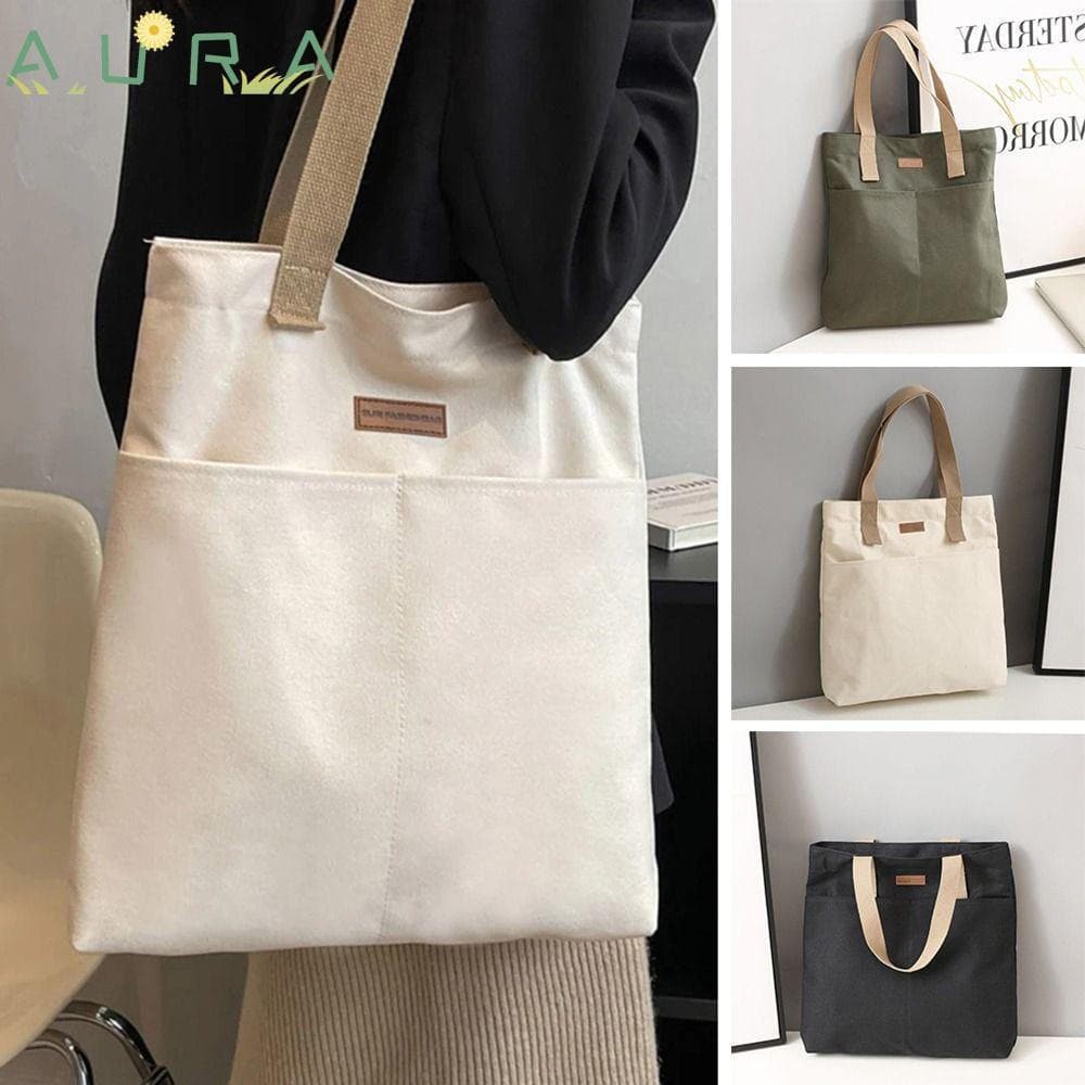 Sacolas AURA , Bolsas De Lona Combinadas , Linha De Costura Moderna , Bolsa De Ombro De Grande Capacidade Feminina