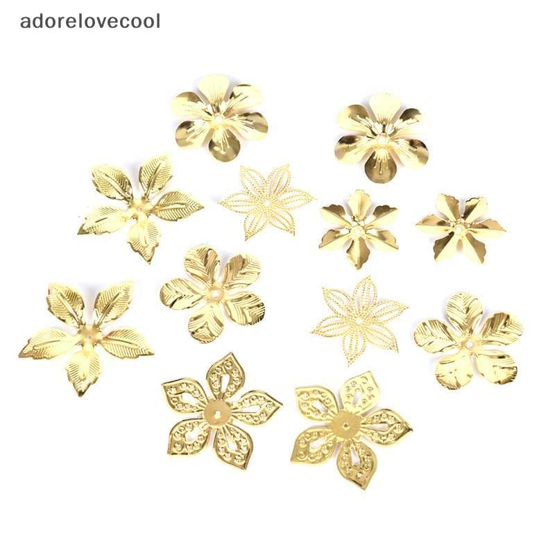 50 Pçs/Set Vintage Metal Flor Filigrana Fatia Encantos Jóias DIY Artesanato Descobertas