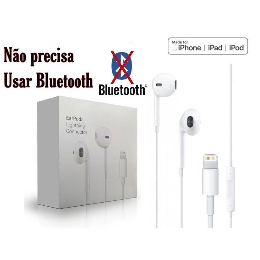Fone de ouvido com fio compatível para iPhone modelos Lightning, de iPhone 7 ao 14 Pro Max