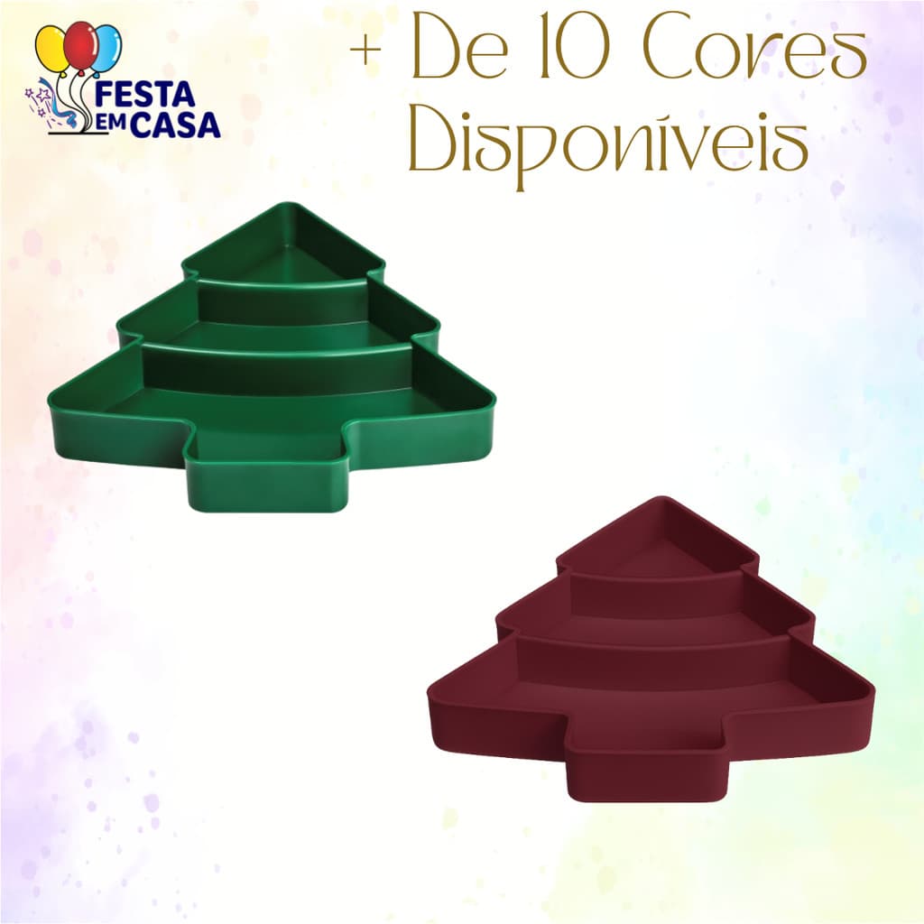Kit 2 Unidades Bandeja Petisqueira Natal - Árvore de Natal Diversas Cores