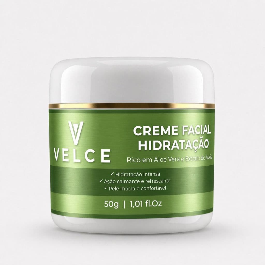 Creme Facial Hidratação Velce Aloe Vera + Extrato de Aveia - Suavização, Toque macio e Uniformização