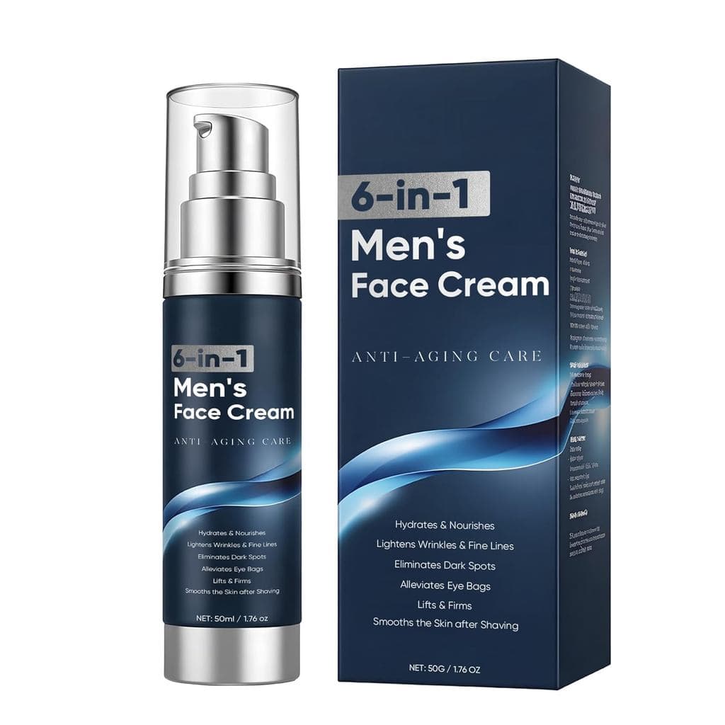 Creme Facial 6 em 1 para Homens – Hidratante Antienvelhecimento com Colágeno, Ácido Hialurônico e Manteiga de Karité – C