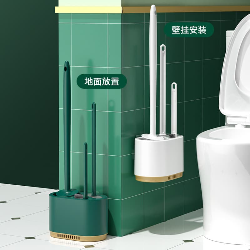 [Estoque pronto] Conjunto de escova de vaso sanitário três em um montado na parede Escova de drenagem para vaso sanitári