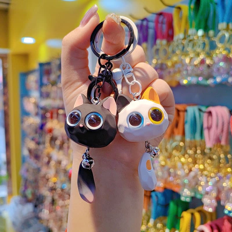Criativo dos desenhos animados gato resina chaveiro carro requintado mochila pingente decoração presente