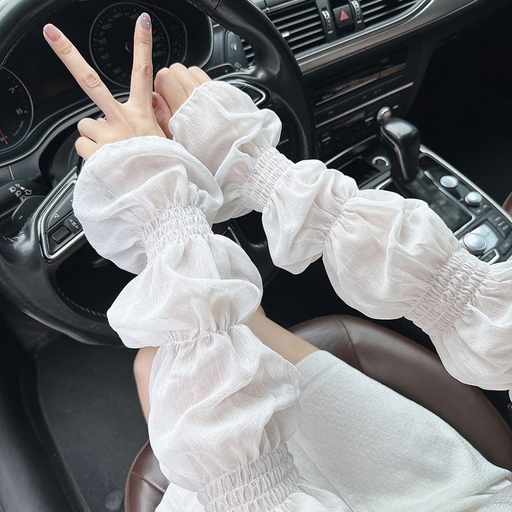 Ultra-bonito fino novo estilo de alta qualidade fresco doce lanterna manga feminino verão protetor solar versão Extra lo
