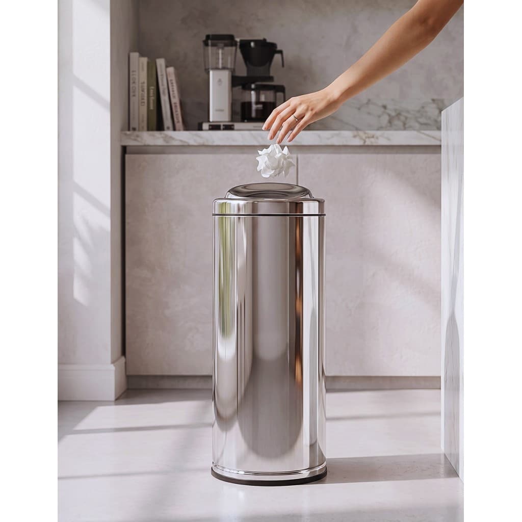 Lixeira Inox 16L com Tampa Basculante Cozinha e Banheiro Cesto de Lixo Moderno Resistente Martinazzo