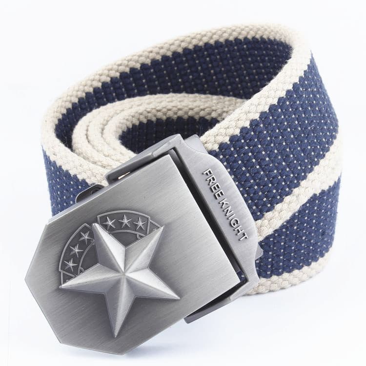 Cinto de lona masculino sete estrelas ao ar livre Casual engrossado tecido estudante calças cinto na moda