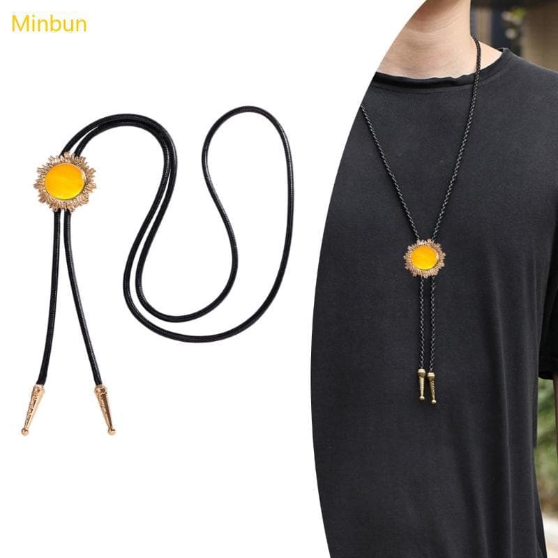 Minbun Sol Forma Gem Pedra Bolo Gravata Ocidental Cowboy Roupa Acessório Jóias Colar Corrente Para Homem E W