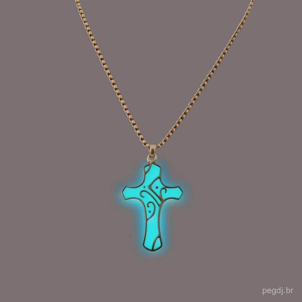 [Colar Fedsolife] Casal Colar Luminoso Pingente Cruz Punk Fluorescente Europeu Americano Rua Esmalte Único Moda Rock Col