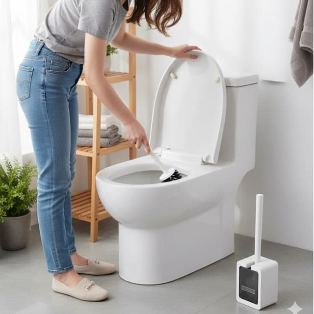 Escova Sanitária Plástico Suporte Fechado Banheiro Limpeza Vaso Remover Sujeira