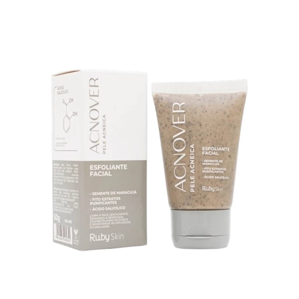 Esfoliante Facial Acnover Ruby Rose 50g Antiacne Limpeza Profunda Controle da Oleosidade com Ácido Salicílico