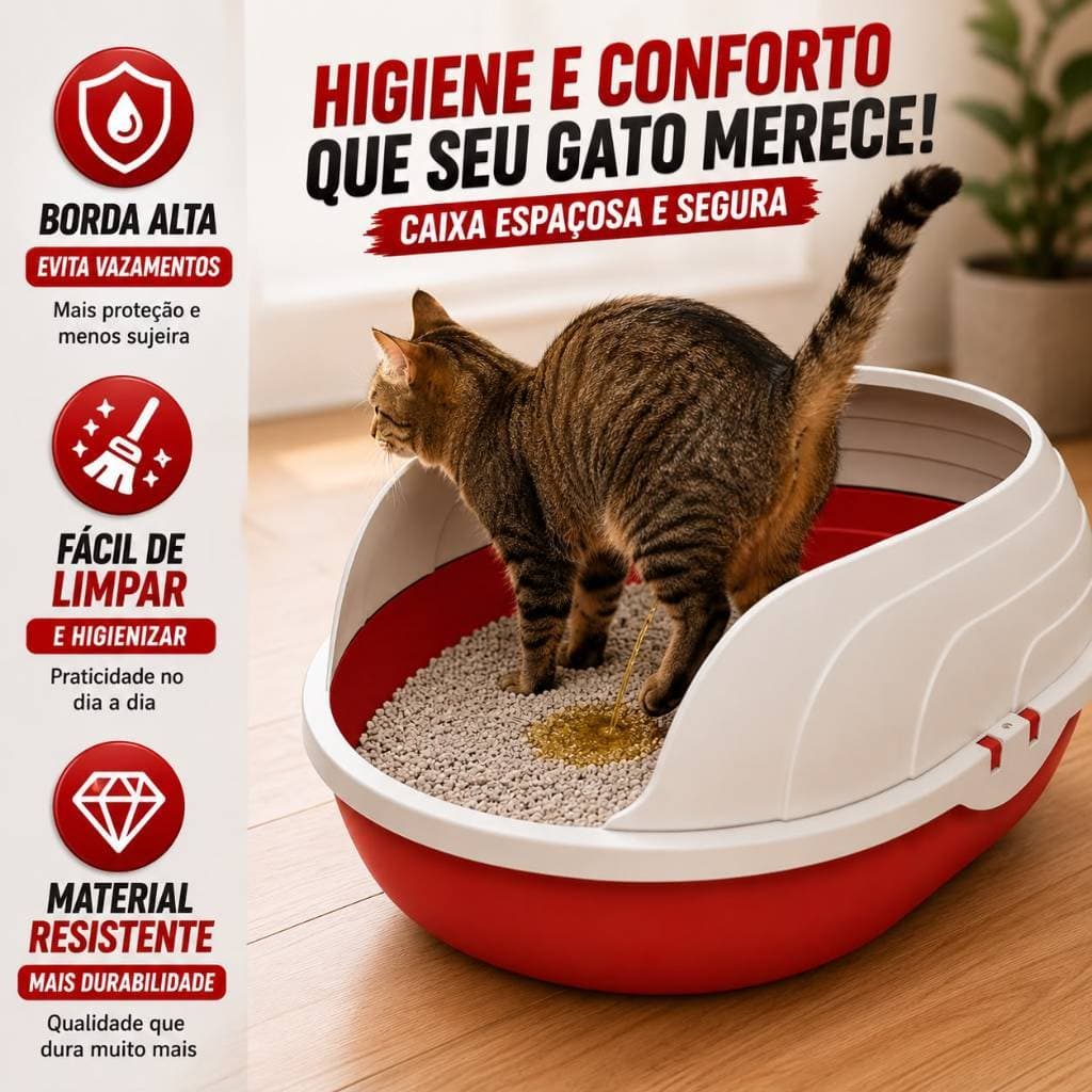 Caixa de Areia Sanitária Bandeja Higiênica Furba Prime Pet Com arco para Gatos Resistente Qualidade