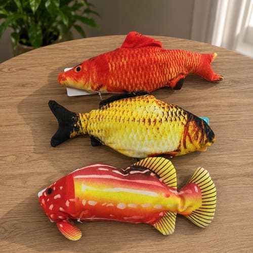 Brinquedo Pelucia Peixe Movimentacao Led Som Interativo Colorido 26cm