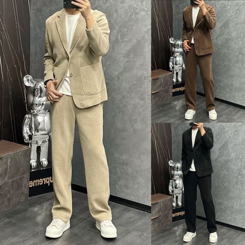 Outono inverno novos produtos luz luxo terno Melade estilo chinês luz luxo elegante rufião bonito terno masculino de dua