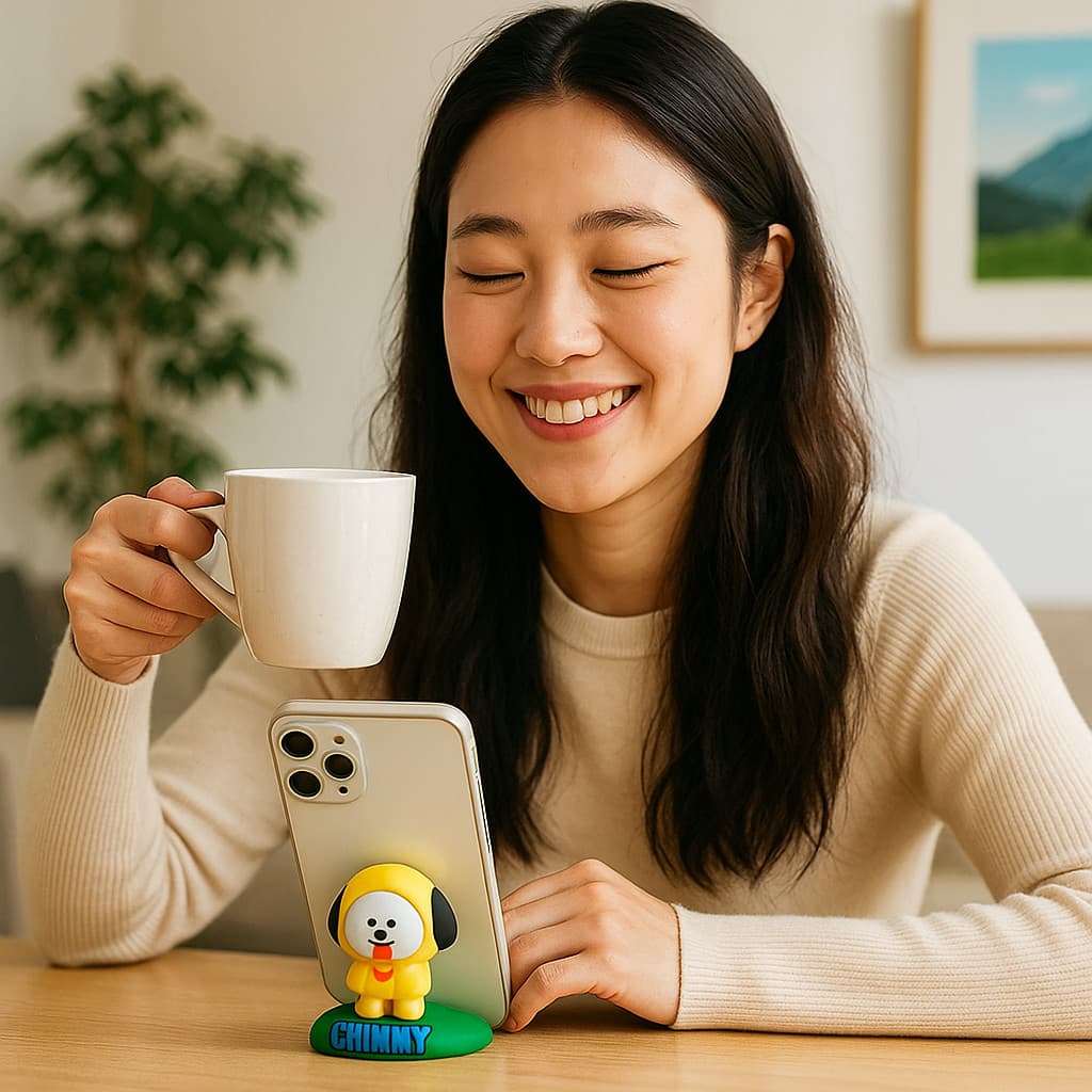 Suporte Celular Mesa Verde Tablet Apoio Cachorrinho Assistir Acessório Pezinho Smartphone