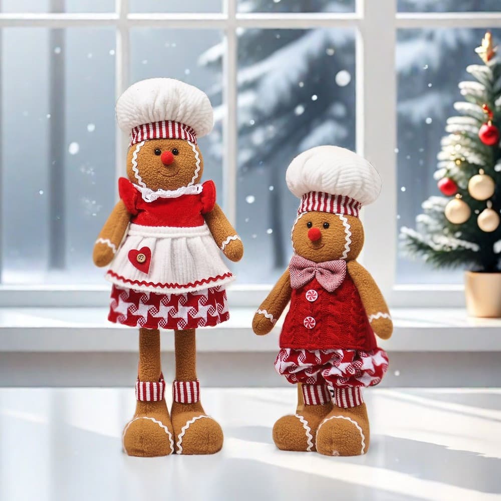 2PCS Boneco Papai Noel Decoração De Natal Super Grande 50 cm Bonecão Biscoitão Peluciado Enfeite