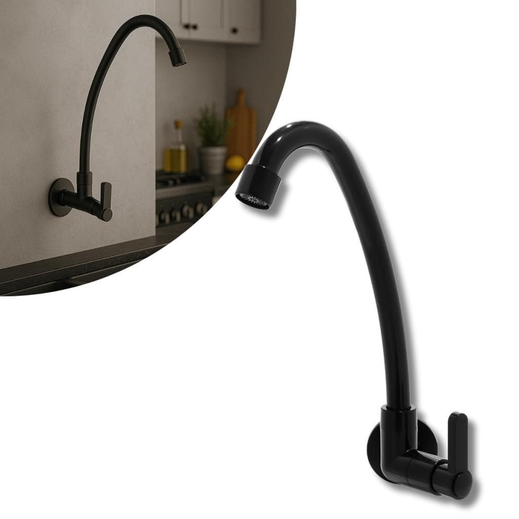 Torneira Cozinha e Banheiro 1/4 de Volta de Parede Preto 1/2 e 3/4 com Arejador