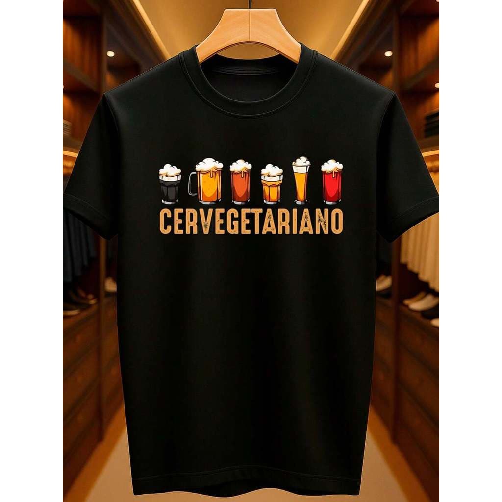 Camiseta Cerveja Cervegetariano Vegetariano Bebida Dia dos Pais Engraçado 100% Algodão Premium Casual