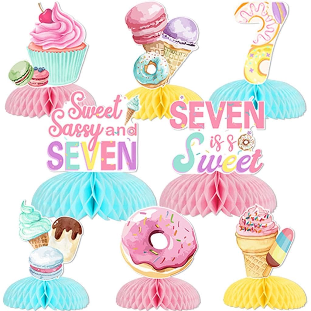Jollyboom Decorações de Aniversário para Meninas "Sweet Sassy and Seven", 8 peças de Decorações de Aniversário de 7 Anos
