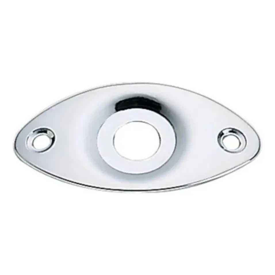 JACK PLATE DOLPHIN OVAL GUITARRA CROMADO RELEVO CANOA