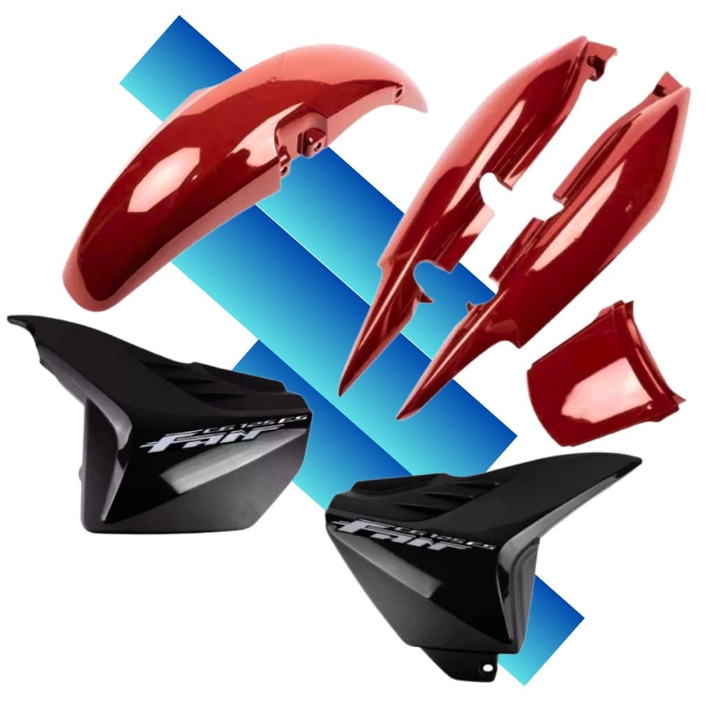 Kit Carenagem fan 125 Vermelha com adesivos 2009 2010 2011 2012 2013 es ks Com Brilho Envernizado
