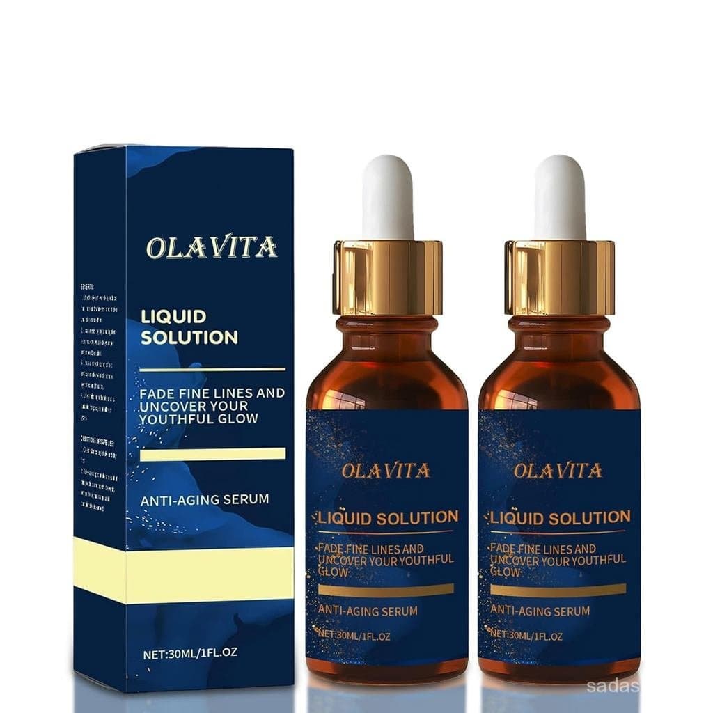 O Sérum Antienvelhecimento Líquido OLAVITA contém vitamina C, colágeno e ingredientes que ajudam a melhorar a aparência
