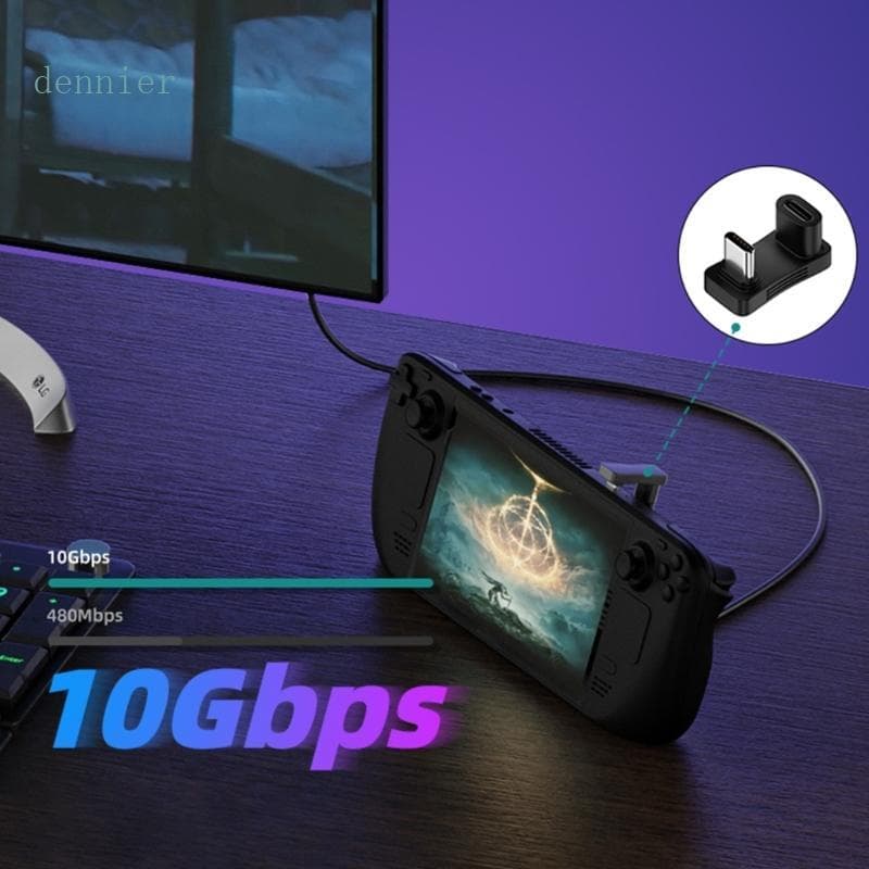 Adaptador Den 100W Tipo-C Para Fêmea Ângulo Direito Console Jogos