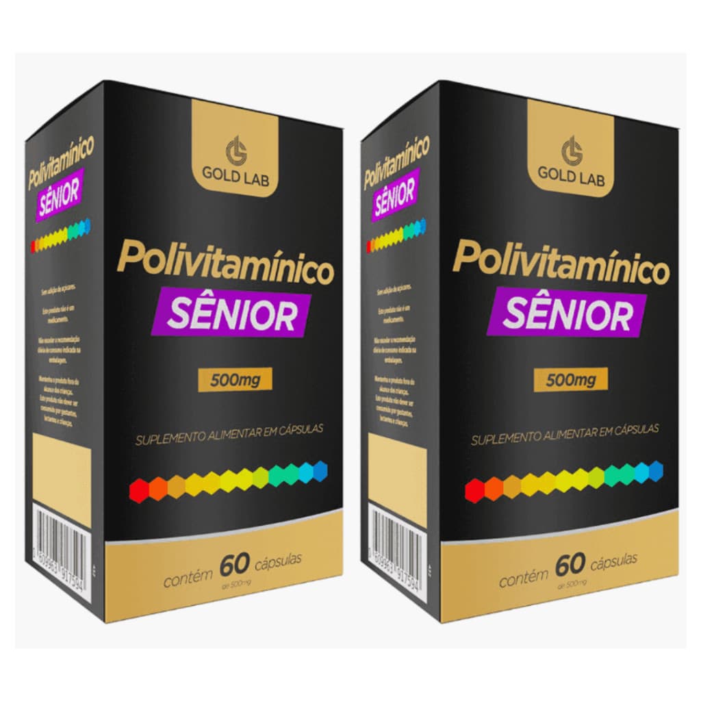 Kit 2x Polivitaminico Senior A-Z 500mg 60 Capsulas - Suplemento Gold Lab