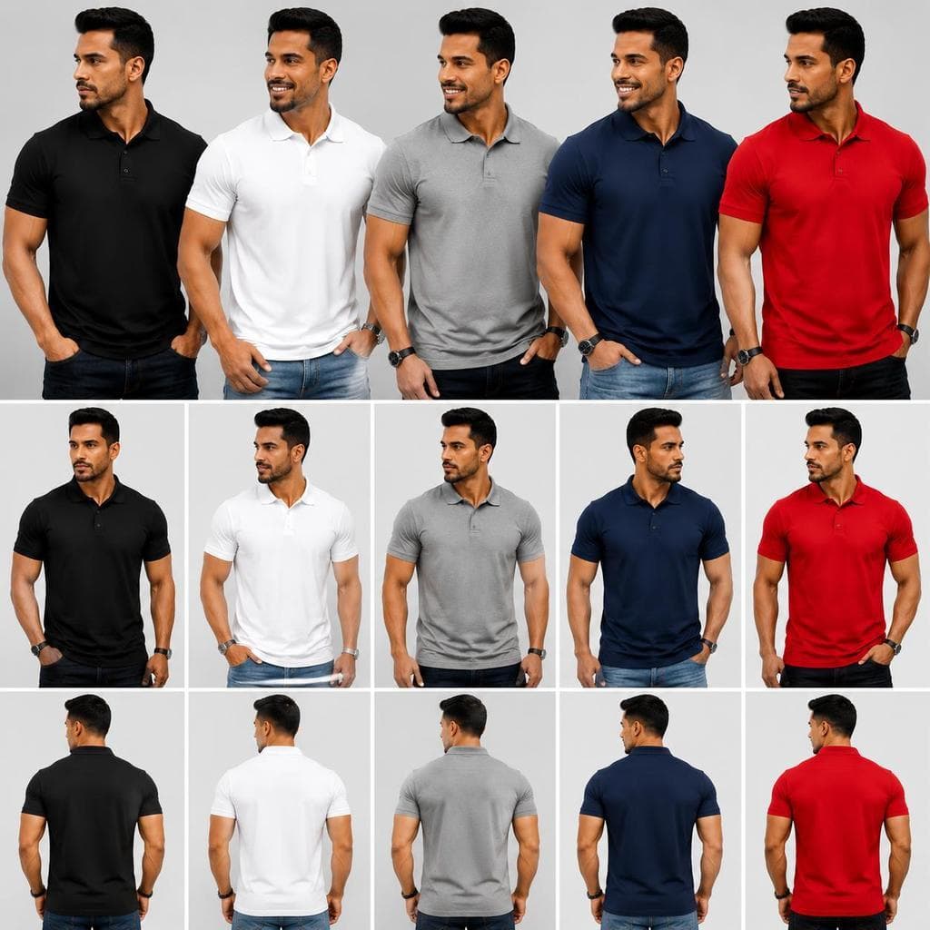 Kit Camisa Polo Masculina Piquet Casual Premium 3, 4 e 5 Peças Cores Sortidas