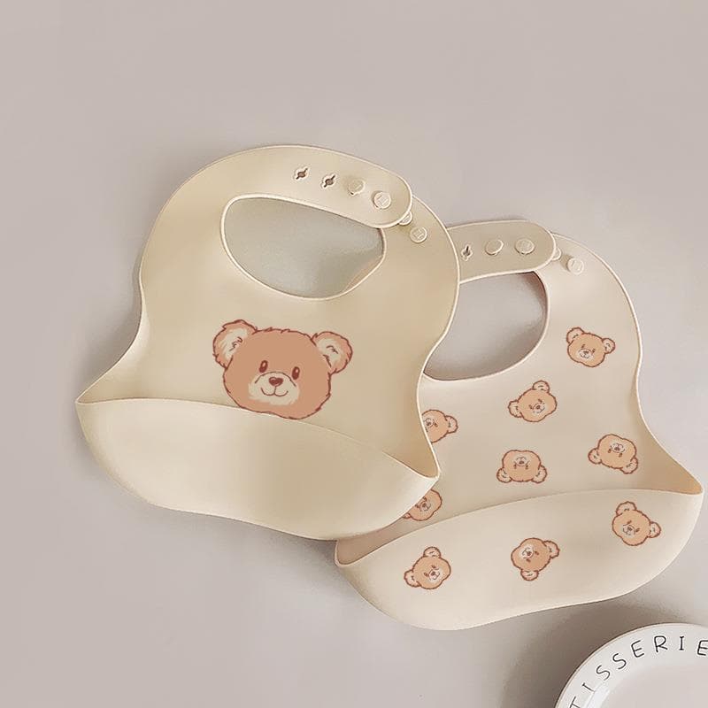 Ins babador de urso de Silicone de qualidade alimentar, babador Super macio para alimentação de bebê, babador de comida
