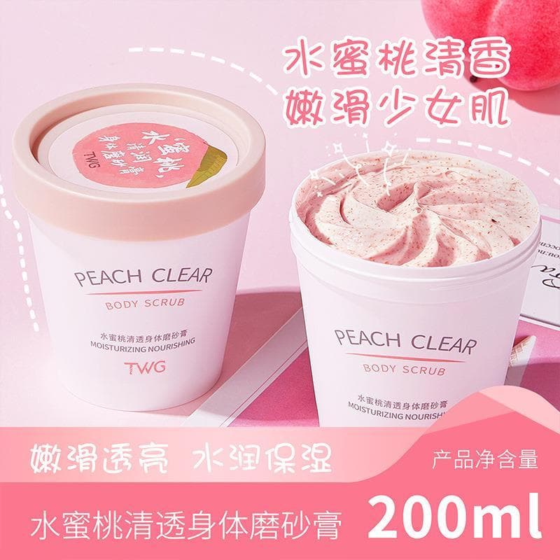 Venda quente genuína TWG Pêssego Esfoliante Corporal Transparente Pele Limpa Pêssego Sorvete Esfoliante Mulheres