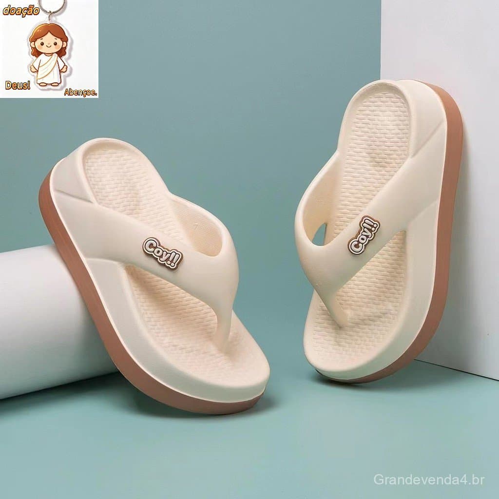 Chinelos Femininos Novo Estilo Flip-Flops Sapatos de Praia Espessados para Exterior 4523