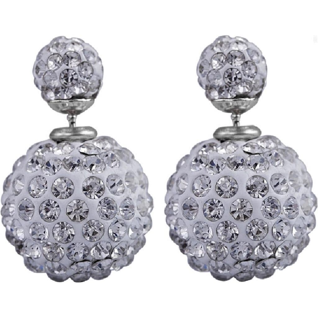 Brincos Dupla Face com Strass Brilhantes, Brincos de Bola de Cristal Cintilante, Brincos com Dupla Face Frente e Verso,