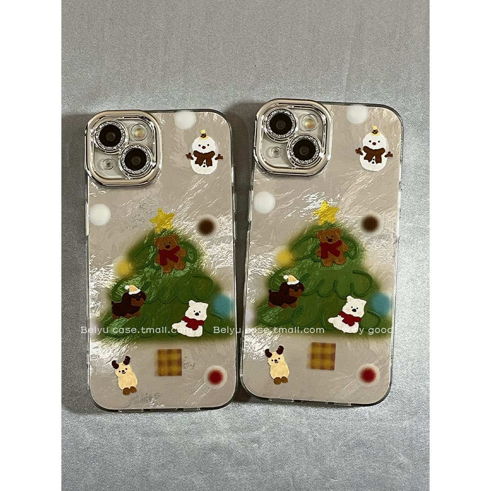 capa para iphone 13 capa iphone 13 pro capinha iphone 13 pro max Árvore de Natal fofa e divertida com filme de lente ade
