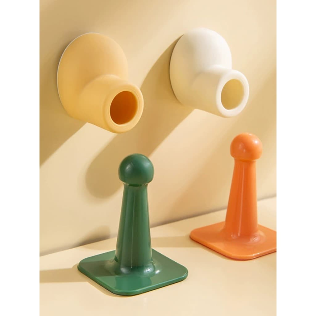 Sucção de porta de Silicone, sem perfuração, maçaneta de porta de vaso sanitário, dispositivo de sucção de parede, almof
