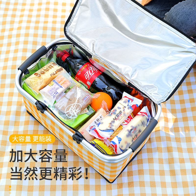 Cesta de piquenique primavera Outing dobrável ao ar livre piquenique isolamento acampamento portátil cesta piquenique su
