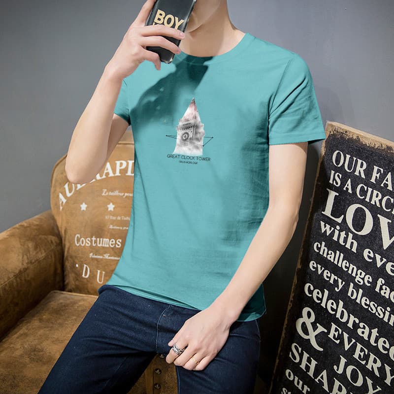 Camiseta masculina de manga curta verão juventude impressa meia manga camiseta na moda roupas superiores masculinas Bott