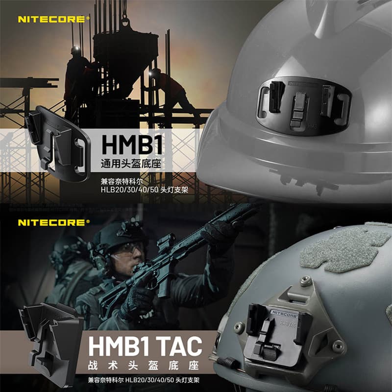Nitecore suporte de farol Base de capacete suporte de fixação de farol de capacete acessórios