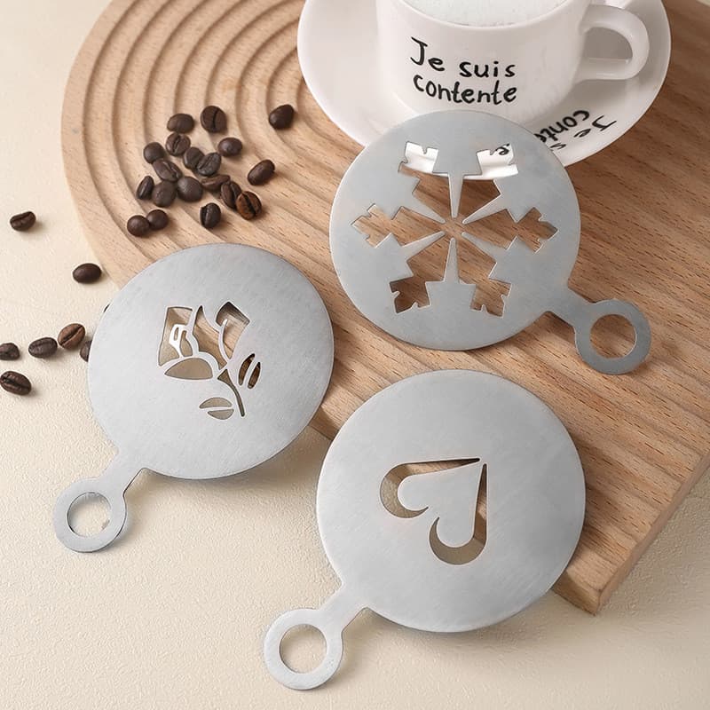 Molde Criativo para Latte Art de Café, Molde Decorativo de Café em Aço Inoxidável, Molde para Impressão e Pulverização d